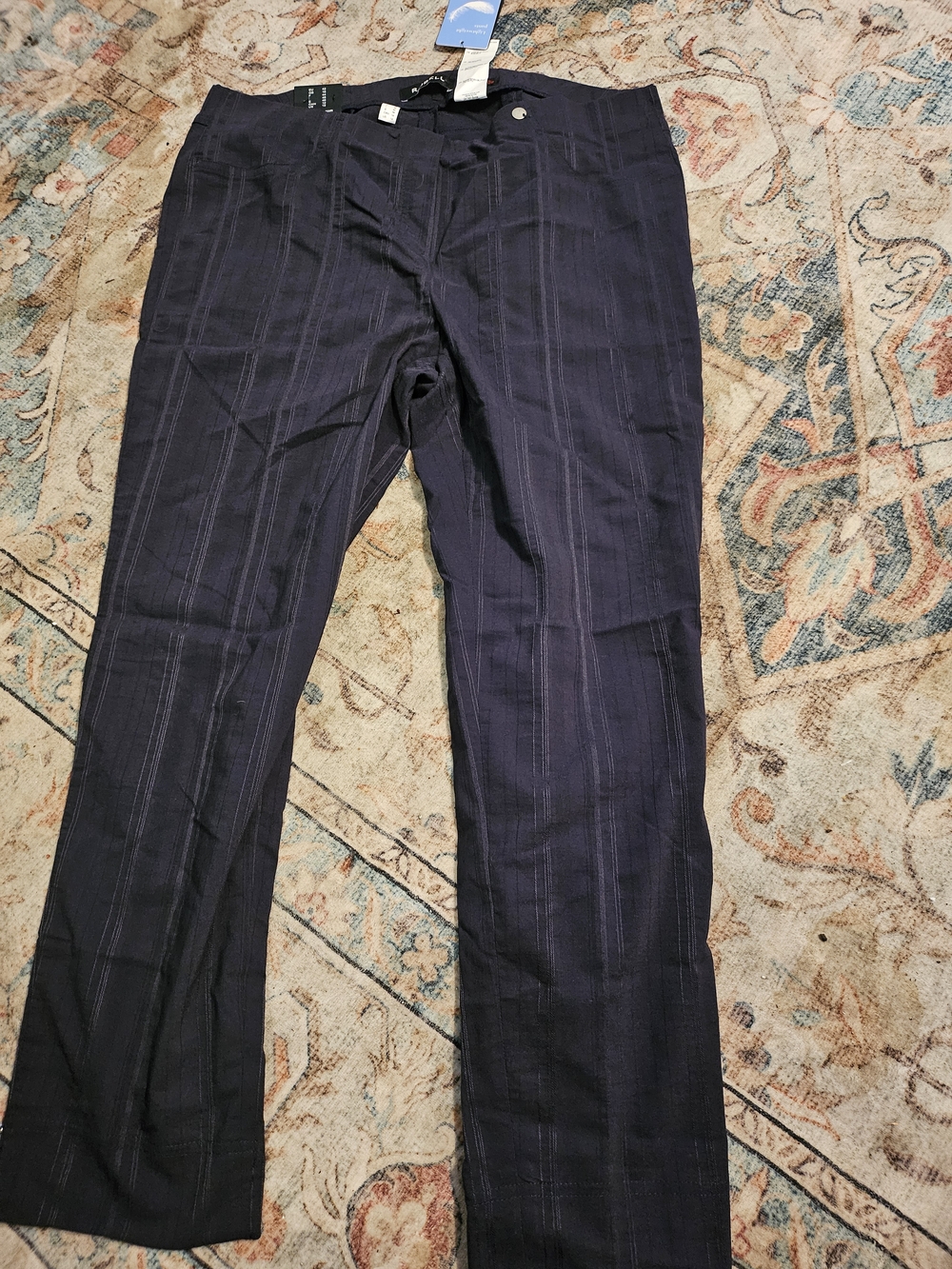 Robell Dark Blue Pinstripe Dress Pants With Tags